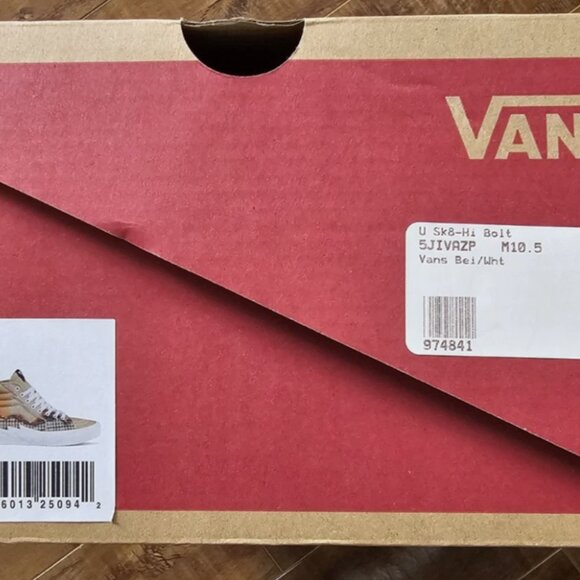 VANS Sk8-Hi BOLT Big Reveal Shoes TAUPE/ WHITE Sz US 10.5 Men/ 12 Women - Picture 7 of 7